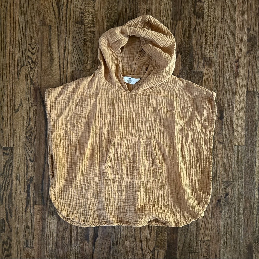 H&M Kids Burnt Orange/Tan Hooded Cover-Up Poncho - Size 2-4